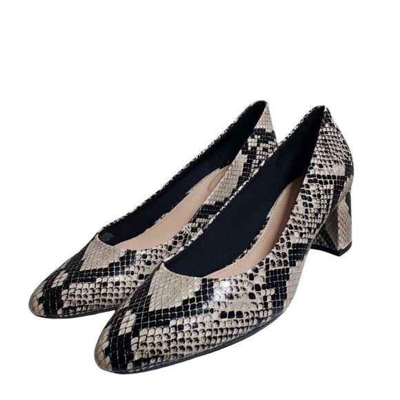 Easy Spirit Women Snake Print Almond Toe Slip On Leather Pump Heels Shoes Sz 10M - Picture 1 of 10